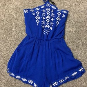 Halter shorts romper. Royal blue never worn.